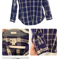 Men’s J. Crew Long Sleeve Plaid Button Down Shirt Tailored Fit Purple Size M 