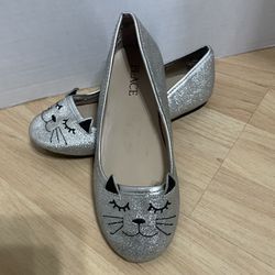 Shoes Children's Place Kayla Cat Silver Sparkle Ballet Flat Girls Youth 13