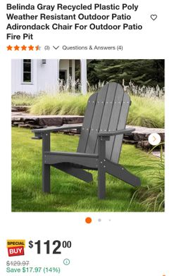 Belinda Gray Recycled Plastic Adirondack Chair