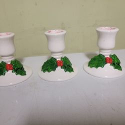 Three Ceramic Candle Holders