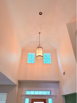 9-Light Brushed Nickel Foyer Lantern Chandelier – Entryway Hanging Light Fixture