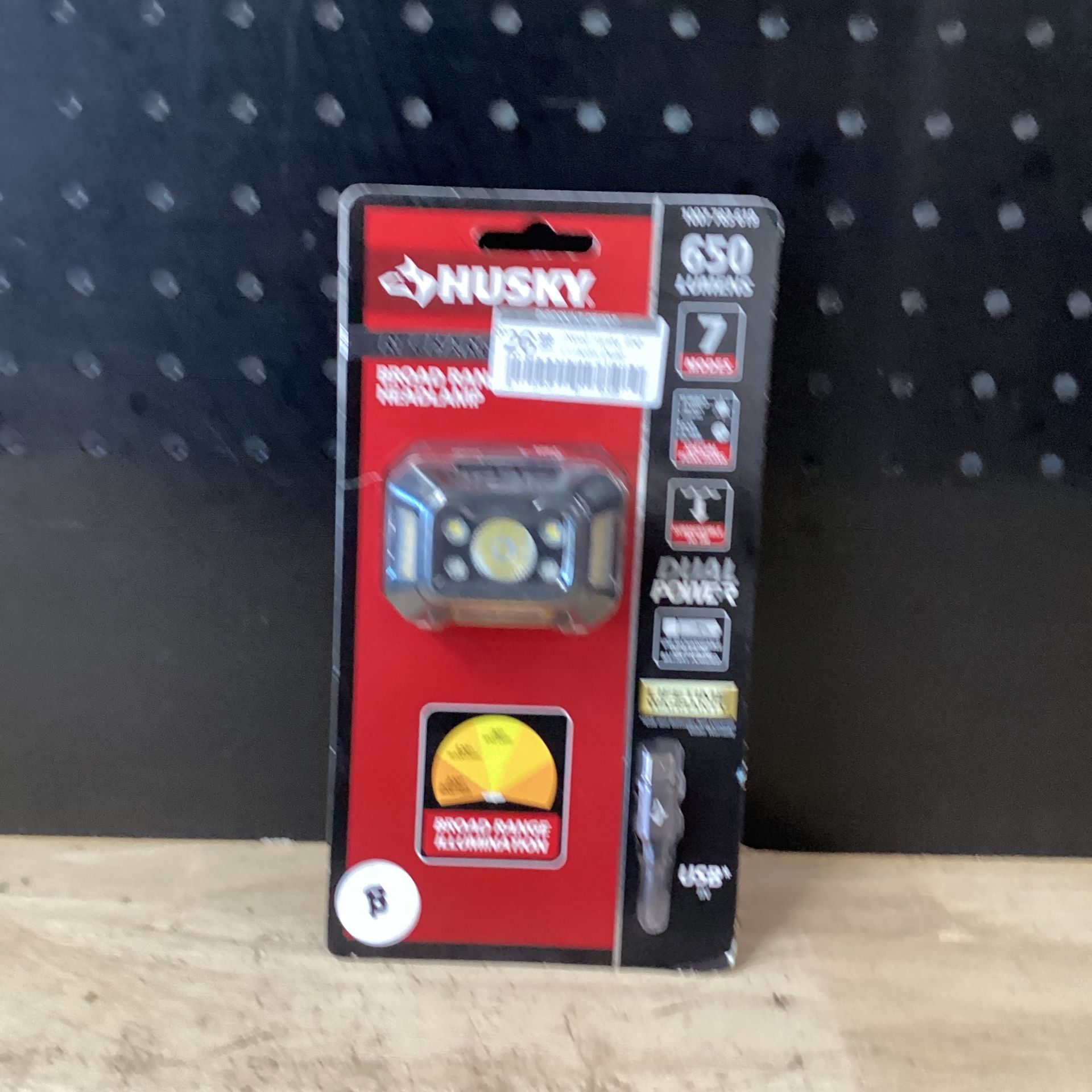 Husky 650 Lumens DualPower Broad Range LED Headlamp 7 Modes with USB