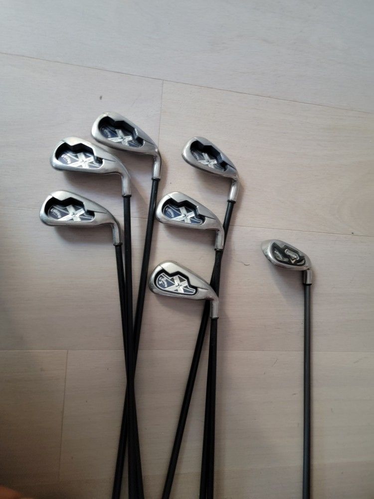 Callaway Golf Stiff Flex Graphite X-18 Iron Set 4-9 , Big Bertha Fusion Sw