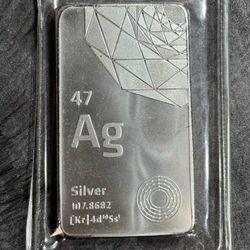 Sealed Elemental 47 Ag Silver 107.8682 10 Tr. OZ .999+ Fine Silver Bar - RARE