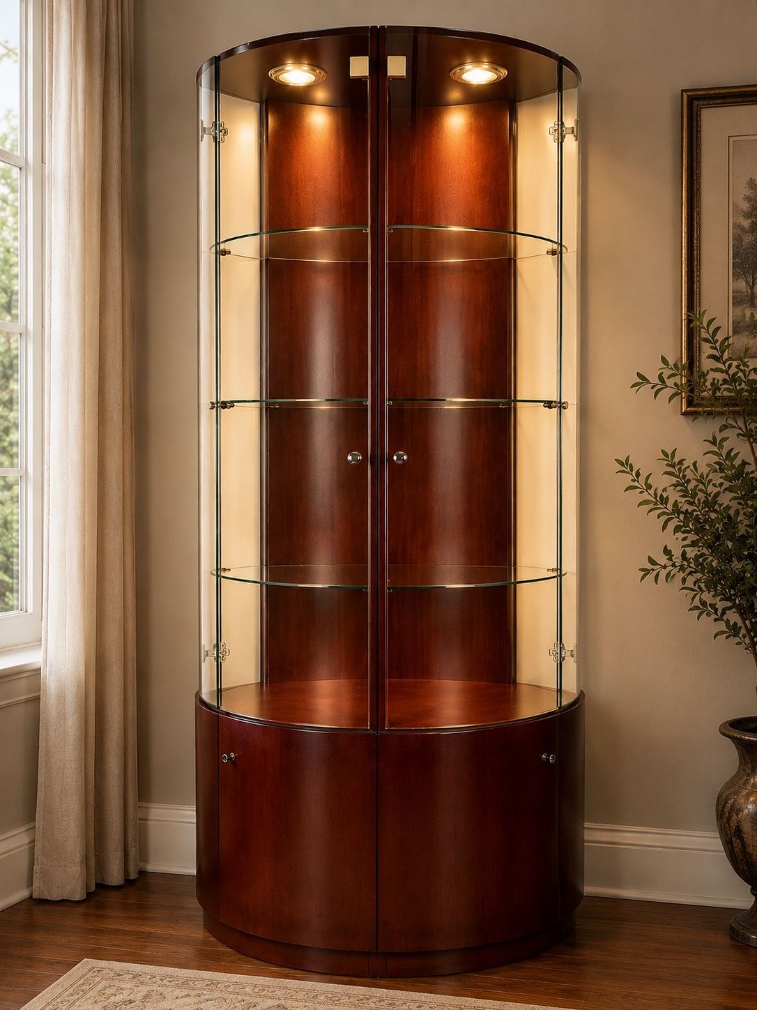 Elegant Lighted Curio Display Cabinet