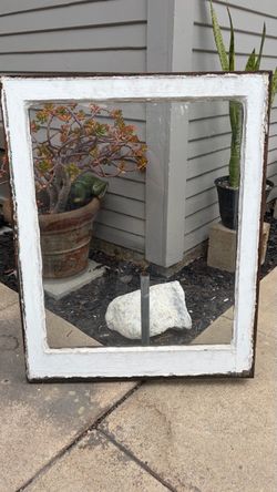 Vintage Wood Window Frame with Glass – 24” x 30.5” – Rustic Decor / DIY