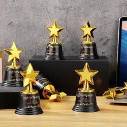 Fumete 10 Pcs 5 Inch Plastic Gold Trophy Award Thank You for Being Awesome Star Thumbs up Award Trophies Bulk Golden Trophies for Halloween Party Empl