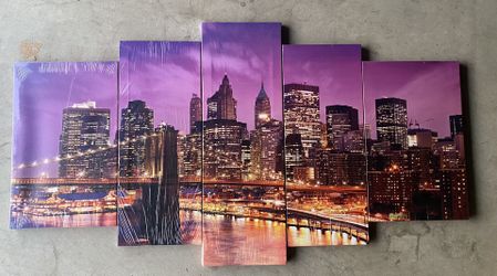 5 Piece Canvas Painting Brooklyn Bridge