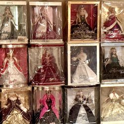 HOLIDAY BARBIE COLLECTION~Mattel- 25 Holiday Barbies with Custom Made Plastic Covers !! New in Box.  