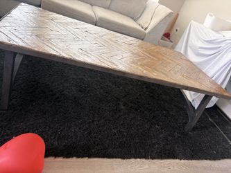 Solid Oak Iron Coffee Table