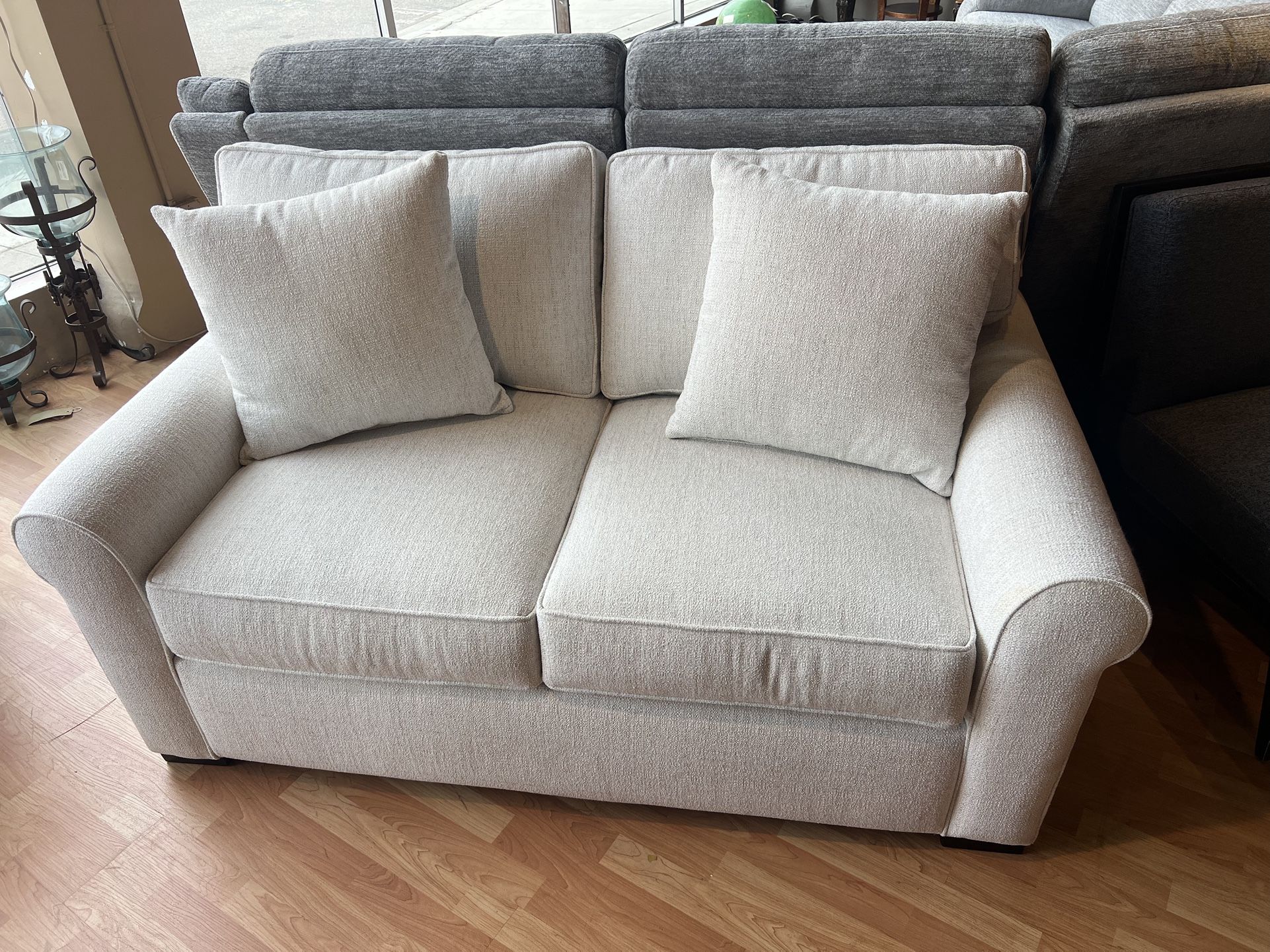 LOVESEAT Macy's 2 Seat Beige Fabric Loveseat - AS IS - 62" - SKU: 32UCGG