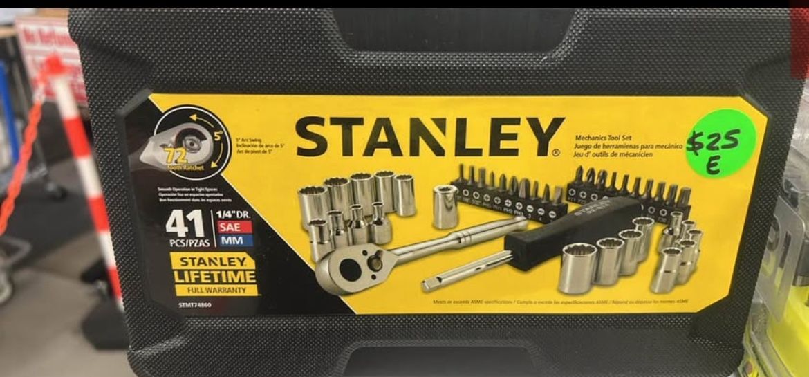 Stanley 1/4 in. Drive SAE/Metric Mechanics Tool Set (41- Piece) with Case