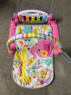 Fisher-Price Deluxe Kick & Play Piano Gym Baby Playmat with Electronic Learning Toy, Pink