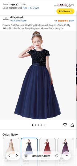 Girls Navy Sequin Tulle Pageant Gown size 14