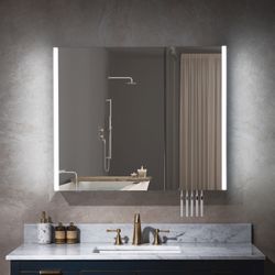 MCL3630 Contemporary 36”W X 30"H Surface Mount Frameless 2 Doors Medicine Cabinet with Mirror Defogger and soft close hinges