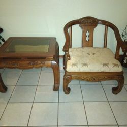 Wide Sturdy Acent Chair & Side Table 