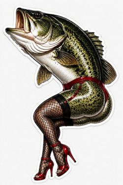 4” sexy Bass Trout Fish Sticker Fly fishing Decal tackle box Kayak Large Mouth