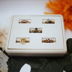Set of 5 Gold-Tone Gemstone Rings