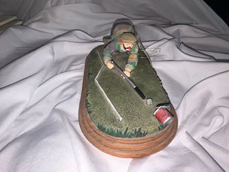 Vintage 1990 Emmett Kelly Jr Flambro "The Putt" Clown Golfer Figurine Wood Base