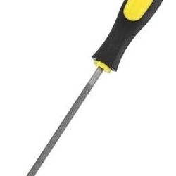 7 3/4 " Round Fine Cut File Fine Metal File with Plastic Handle, Grey/Yellow- Black