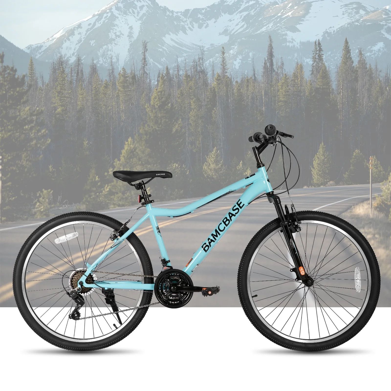 New HILAND 26 Inch Womens and Mens Mountain Bike, 21 Speed Steel Frame Adult Bicycle, MTB Bikes with Suspension Fork, Green