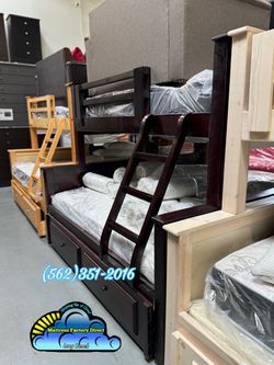 Twin full Cherry bunk bed with mattresses colchones camas nuevas new