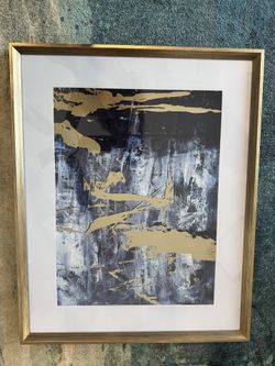 Large Navy and Gold Foil Art Work