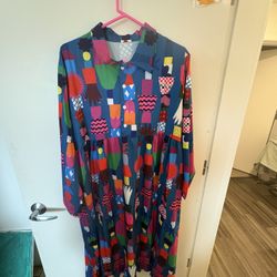 Plus size Patterned Long Sleeve Dress 