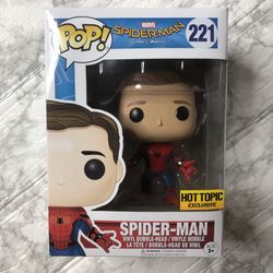 🕷️ FUNKO Pop! Spider-Man VAULTED Homecoming #221 Hot Topic Exclusive Unmasked NIB
