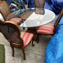 Glass Dining Table 4 Chairs 
