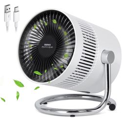 Small Desk Fan, 3 Speeds Portable USB Desktop Fan with Strong Airflow, 2000mAh Battery Operated Rechargeable Fan, 360° Rotatable Personal Table Coolin