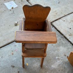 Heart shape, doll furniture made out of wood vintage