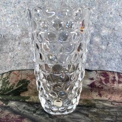 Saks Fifth Avenue LTD Arabella 9” Clear Optic Crystal Flower Vase Heavy Bubbles