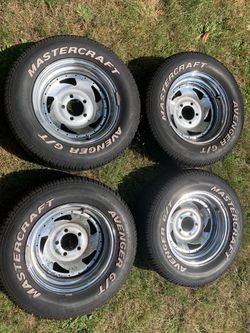 🔥 14” CHROME WHEELS + BRAND NEW TIRES – 5x114.3 🔥
