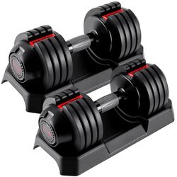 Adjustable Dumbbells Set of 2, 25 lb Pair 50 lbs Total, 5 in 1 Free Weight Dumbbells, 1-Second Dial Adjust, for Home Gym