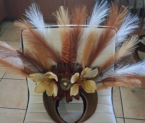 Feather Headdress Headband with Floral Accents