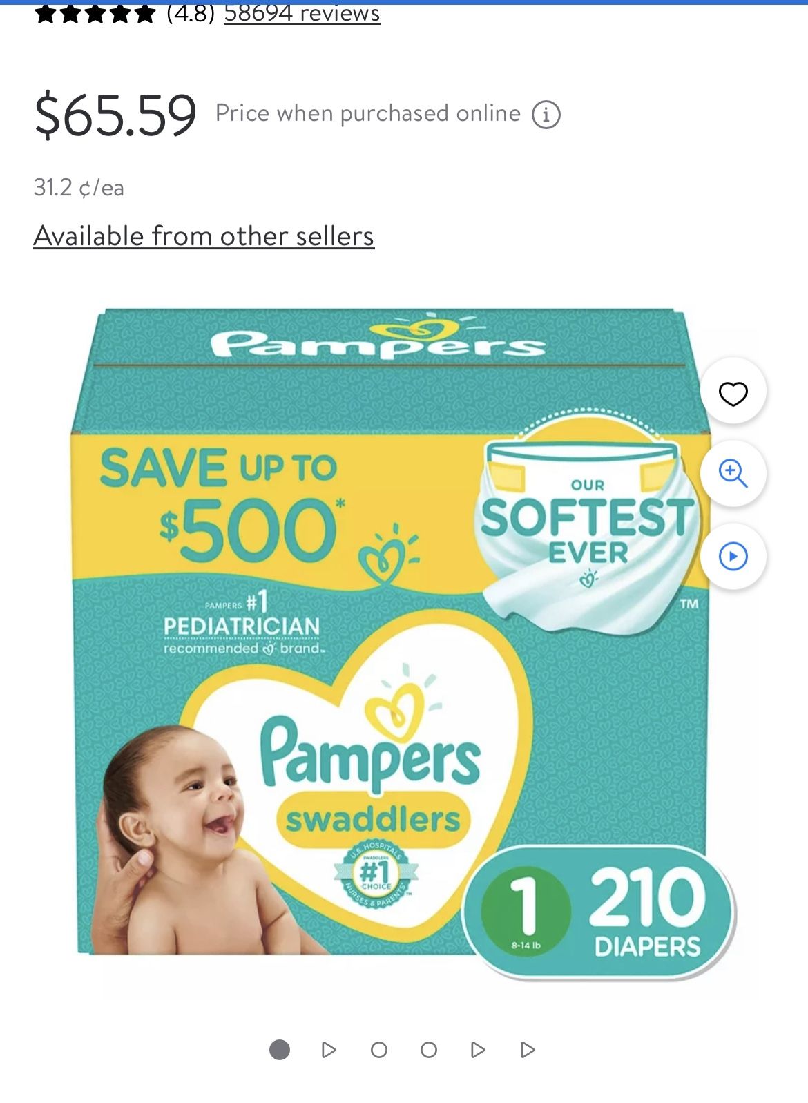 Pampers Swaddlers Size 1 Brand New