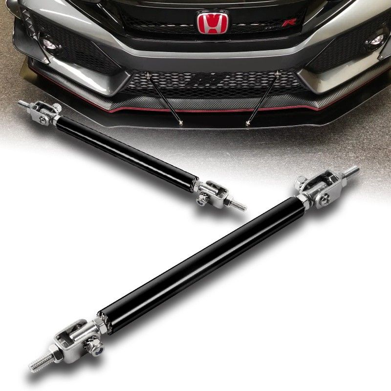 100mm Adjustable Black Bumper Splitter Lip Spoiler Strut Support Rod Tie Bar -(1-BB-100MM-BK