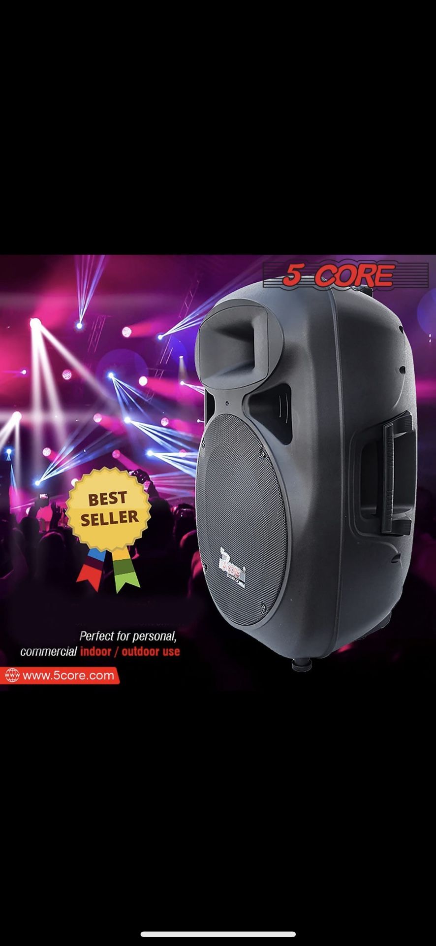 5 Core 15" Passive DJ PA Speaker 2 Pieces/ 250W RMS 8 Ohm/ Stand Mountable PC SS 2PCS