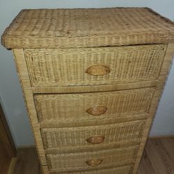 Five Drawer wicker dresser In Good  Conditionfrom Smoke  Free Home Can be painted any color you want