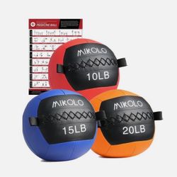 Mikolo Medicine Ball, Wall Ball,Soft Medicine Ball Set,Slam Ball for Core Training, Strength Workouts -Multi-Weight 10lbs 20lbs Exercise Balls for Hom