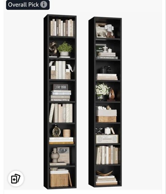 Bookshelf 8 Set 2 Tiers, Compact Corner Bookcase, Easy to Match for Living Room, Office, Study, Bedroom, Vintage Black