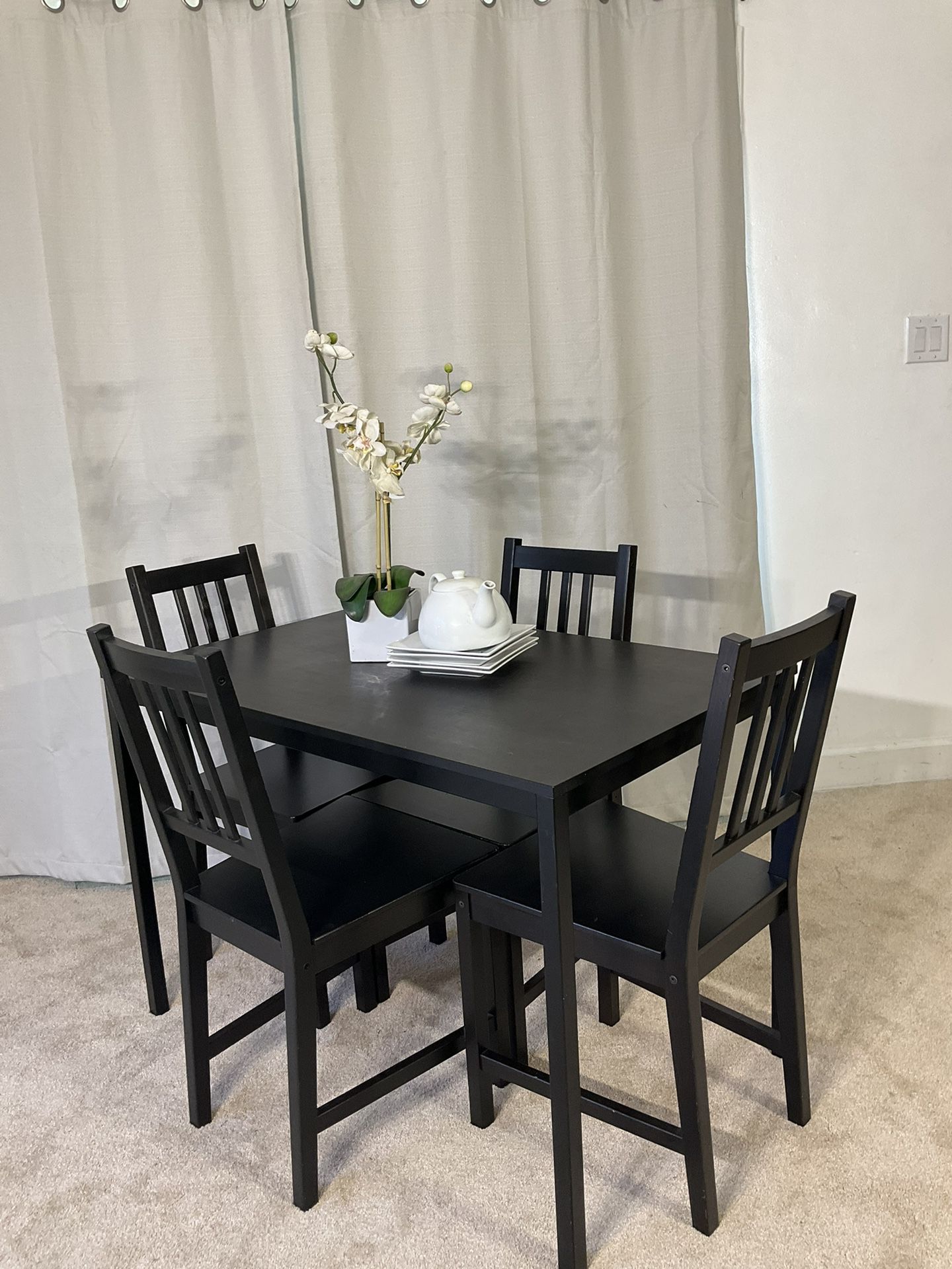 Black Compact Kitchen Dining Table & 4 Chairs PERFECT FOR SMALL PLACE!