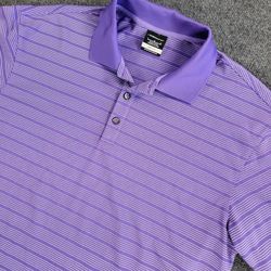 Men's Nike Dri-Fit Golf Polo Shirt Large Purple Striped
