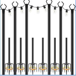 6 Pack 10 ft Heavy Duty Metal String Light Poles