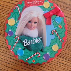 Barbie 1999 Empty Russell Stover Oval Shaped Tin