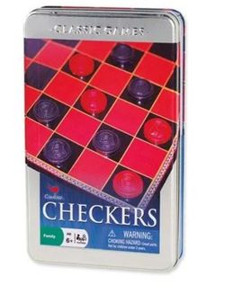 Cardinal Industries Checkers Family Board Game Tin Box New