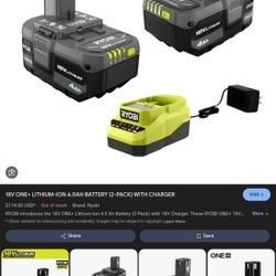 Two 4ah Ryobi Batteries 