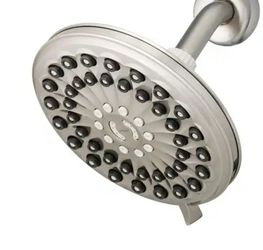 Waterpik 6-Spray Patterns 7 in. Drencher Wall Mount Adjustable Fixed Shower Head in Brushed Nickel