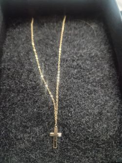 Real 14K Gold Women's Italian Cross
Necklace (CZ Accent.